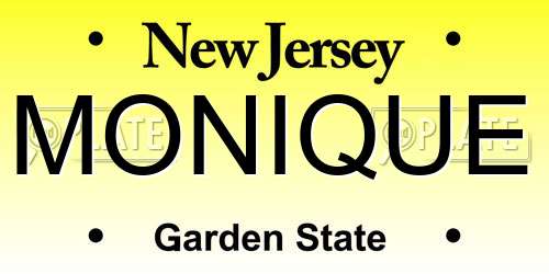 MONIQUE New Jersey License Plate