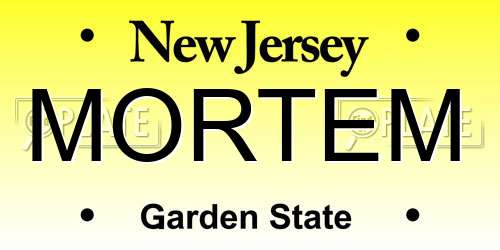 MORTEM New Jersey License Plate