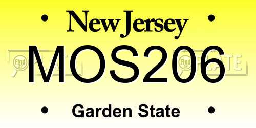 MOS206 New Jersey License Plate