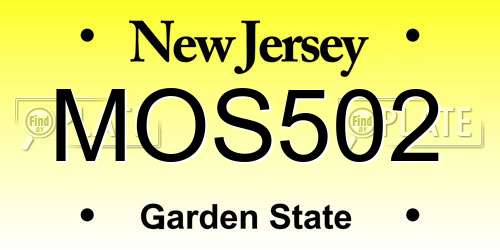 MOS502 New Jersey License Plate