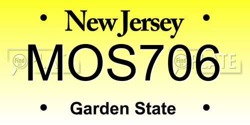 MOS706 New Jersey License Plate