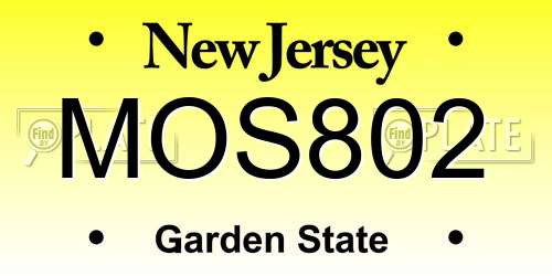 MOS802 New Jersey License Plate