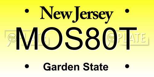 MOS80T New Jersey License Plate