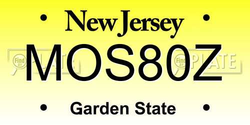 MOS80Z New Jersey License Plate
