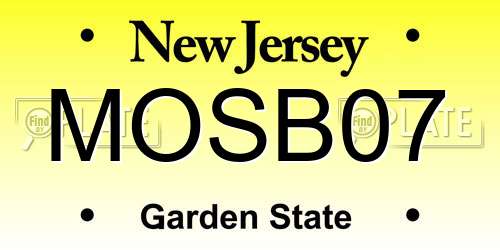 MOSB07 New Jersey License Plate
