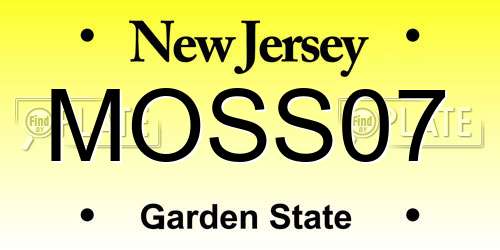 MOSS07 New Jersey License Plate