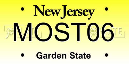 MOST06 New Jersey License Plate