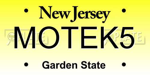 MOTEK5 New Jersey License Plate