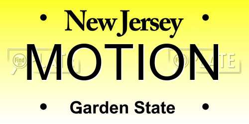 MOTION New Jersey License Plate