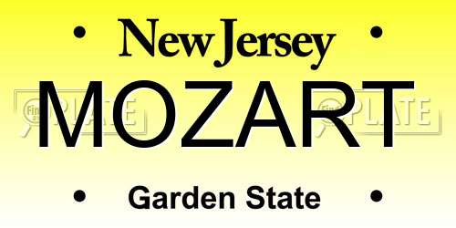 MOZART New Jersey License Plate