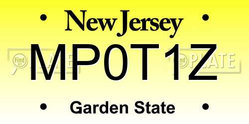 MP0T1Z New Jersey License Plate