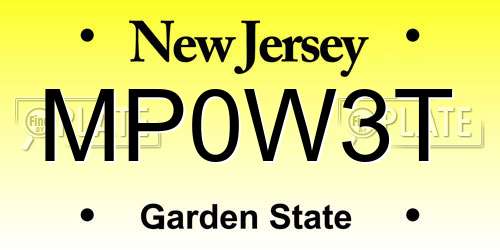 MP0W3T New Jersey License Plate