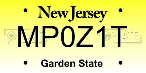 MP0Z1T New Jersey License Plate
