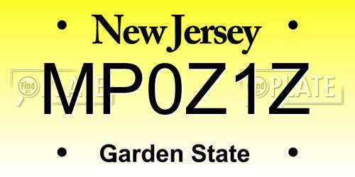 MP0Z1Z New Jersey License Plate