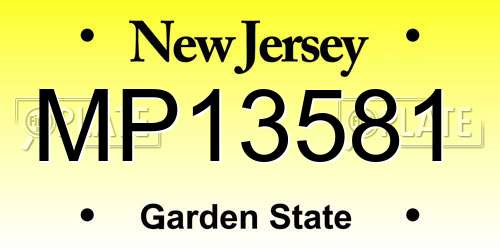 MP13581 New Jersey License Plate