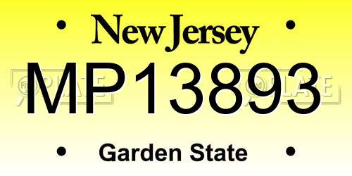 MP13893 New Jersey License Plate