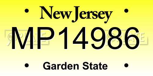 MP14986 New Jersey License Plate