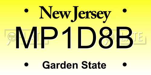 MP1D8B New Jersey License Plate