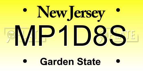 MP1D8S New Jersey License Plate