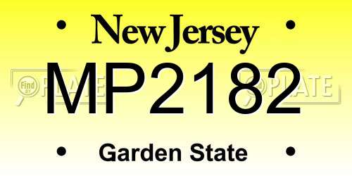 MP2182 New Jersey License Plate