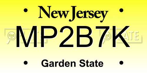 MP2B7K New Jersey License Plate