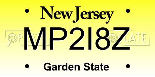 MP2I8Z New Jersey License Plate