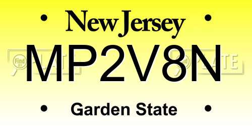 MP2V8N New Jersey License Plate
