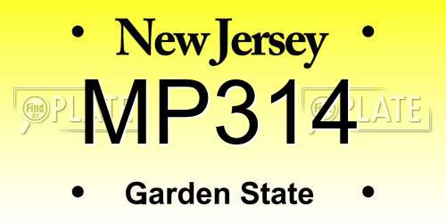 MP314 New Jersey License Plate