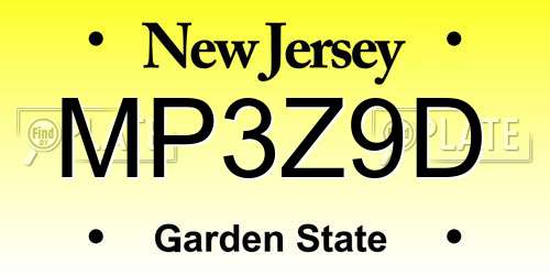 MP3Z9D New Jersey License Plate