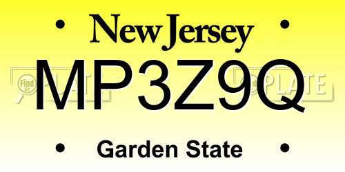 MP3Z9Q New Jersey License Plate