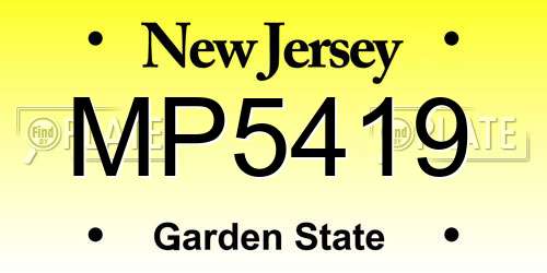 MP5419 New Jersey License Plate