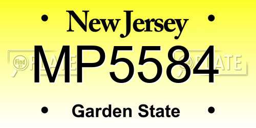 MP5584 New Jersey License Plate