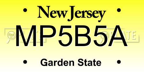 MP5B5A New Jersey License Plate