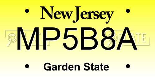 MP5B8A New Jersey License Plate