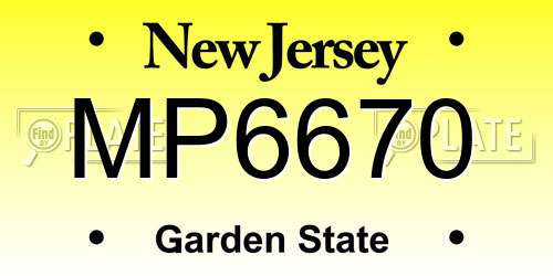 MP6670 New Jersey License Plate