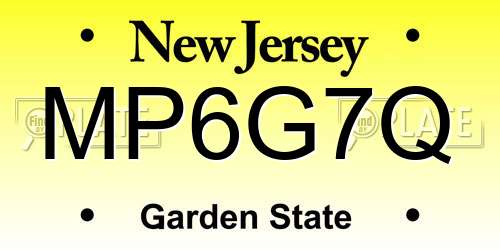 MP6G7Q New Jersey License Plate
