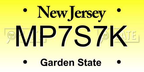 MP7S7K New Jersey License Plate