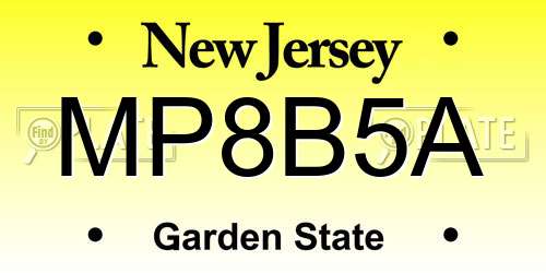 MP8B5A New Jersey License Plate