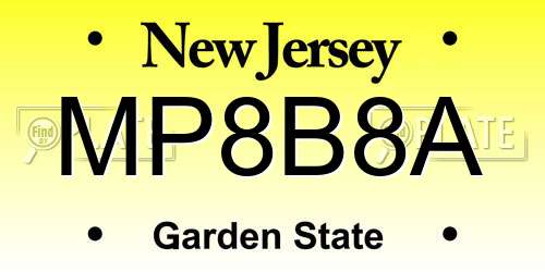 MP8B8A New Jersey License Plate