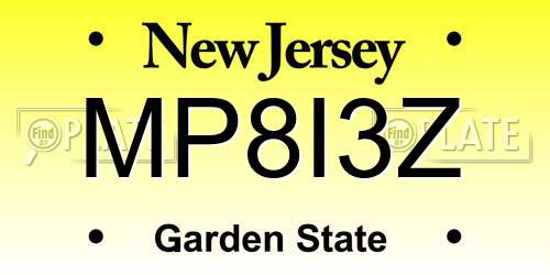 MP8I3Z New Jersey License Plate