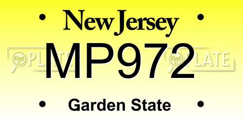 MP972 New Jersey License Plate