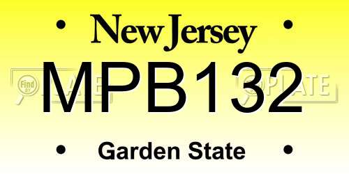 MPB132 New Jersey License Plate