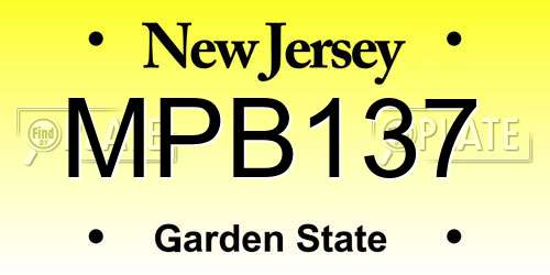 MPB137 New Jersey License Plate