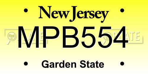 MPB554 New Jersey License Plate