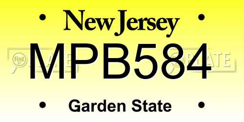 MPB584 New Jersey License Plate