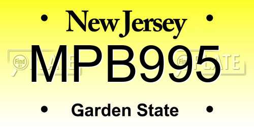 MPB995 New Jersey License Plate