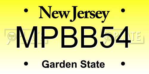 MPBB54 New Jersey License Plate