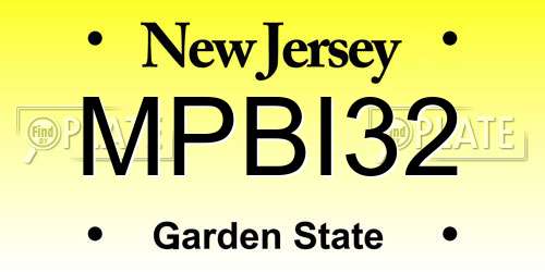 MPBI32 New Jersey License Plate