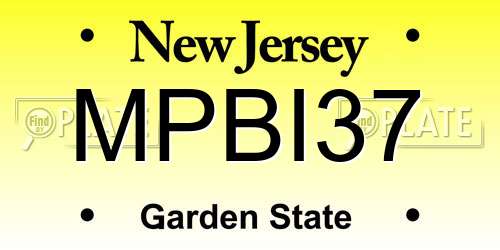 MPBI37 New Jersey License Plate