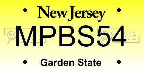 MPBS54 New Jersey License Plate